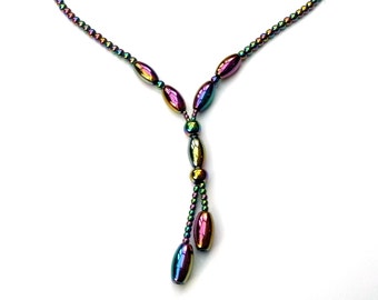 Rainbow haematite necklace with magnetic clasp