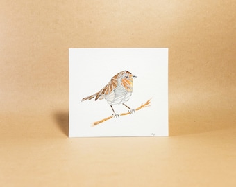 ROBIN | Original Drawing | Watercolor | Handmade | Nature | Birds | Forest | Tree | Bird | Present | Gift | Personal | Mom | Mother