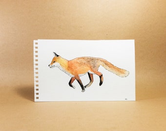 RUNNING FOX | Watercolor | Handmade | Nature | Mountains | Forest | Travel | Wanderlust | Present | Gift | Personal | Wild | Strong