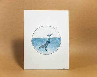 WHALE | Original Drawing | Watercolor | Handmade | Nature | Ocean | Whale | Travel | Sealove | Present | Gift | Personal |