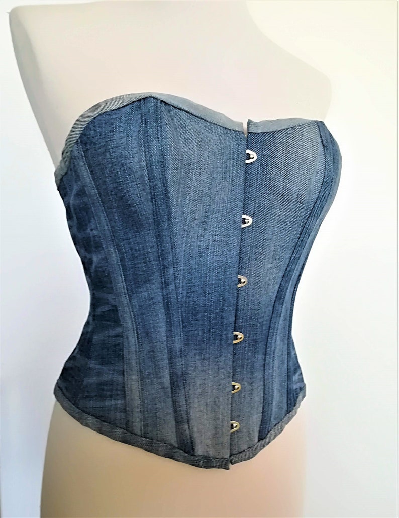 Denim corset with buckle fastener tightens the waist forms a Etsy