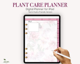 Plant Care Planner Digital | Indoor Plant Journal | Houseplant Tracker | Semi Hydro Plant Care | GoodNotes Notability Planner | iPad Planner