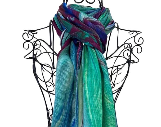 Emerald Green Scarf and Wrap, Modal Silk Organic Blend Scarf, Emerald Green Art Scarf, Natural Fabric Shawl, Unique Gifts for Women,