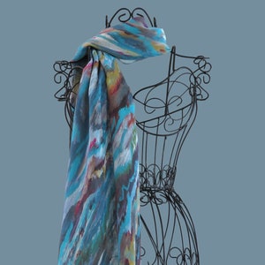 Silk Modal Scarf, Long All Season Scarf in Luxurious Fabric Blend, Fine Art Shawl and Wrap