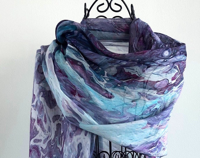 Mauve and Purple All Season Luxury Modal Silk Art Print Scarf