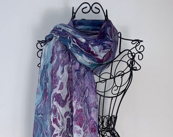 Long Lightweight All Season Modal Silk Scarf, Designer Natural Fabric Mauve and Purple Scarf, Unique Gift for Women, Mauve Silk Modal Shawl