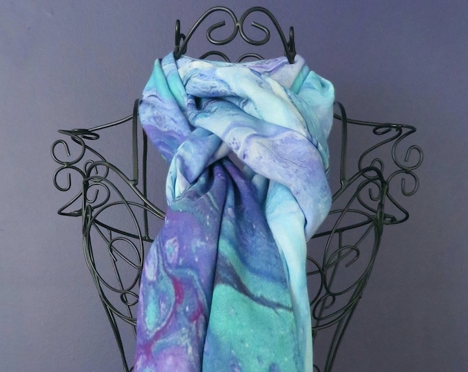 Tropical Multi Coloured Modal Silk Organic Blend Scarf, Colourful Lightweight Natural Fabric Shawl, Fall and Winter Gifts for Women