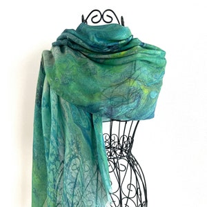 Long Modal Silk Scarf, Large Green Modal Silk Scarf, Gifts for Women, Unique Gifts for Women, Natural Fabric Scarf, Green Travel Shawl