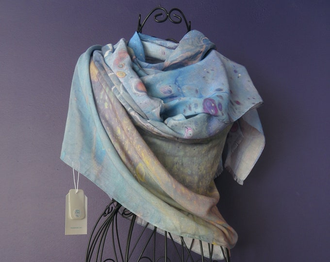 Silk Modal Scarf, Long All Season Scarf in Luxurious Fabric Blend, Fine Art Shawl and Wrap
