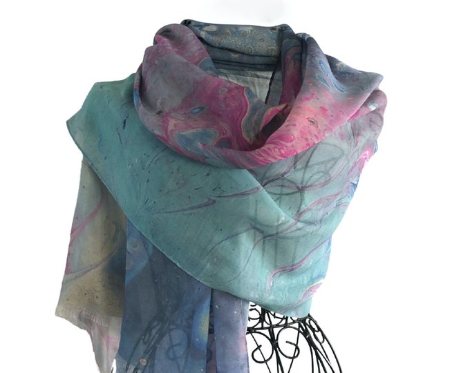 Silk Modal Scarf, Long All Season Scarf in Luxurious Fabric Blend, Fine Art Shawl and Wrap, Scarf in Gift Box
