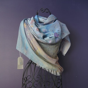 Silk Modal Scarf, Long All Season Scarf in Luxurious Fabric Blend, Fine Art Shawl and Wrap