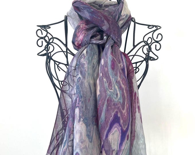 Long Lightweight All Season Modal Silk Scarf, Designer Natural Fabric Mauve and Purple Scarf, Unique Gift for Women, Mauve Silk Modal Shawl