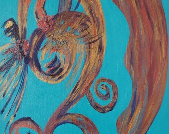 original abstract painting, abstract teal painting, teal painting, turquoise painting, gold painting, copper painting,kjacksonartshop,narrow