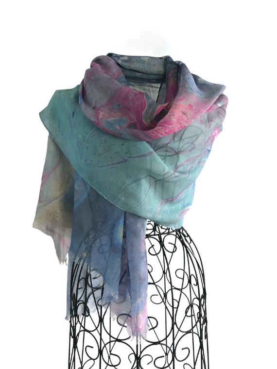 Silk Modal Scarf, Long All Season Scarf in Luxurious Fabric Blend, Fine Art Shawl and Wrap, Scarf in Gift Box