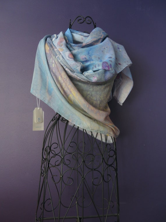 Silk Modal Scarf, Long All Season Scarf in Luxurious Fabric Blend, Fine Art Shawl and Wrap