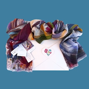 Multi Coloured Modal Silk Organic Blend Scarf, Colourful Lightweight Natural Fabric Shawl, Unique Gifts for Women image 5