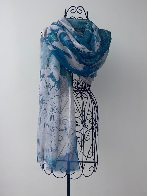 Modal Silk Multi Blue All Season Scarf in Gift Box Envelope