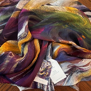 Multi Coloured Modal Silk Organic Blend Scarf, Colourful Lightweight Natural Fabric Shawl, Unique Gifts for Women image 9