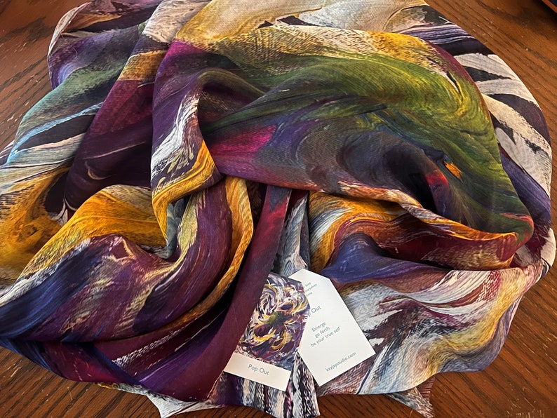 Multi Coloured Modal Silk Organic Blend Scarf, Colourful Lightweight Natural Fabric Shawl, Unique Gifts for Women image 9