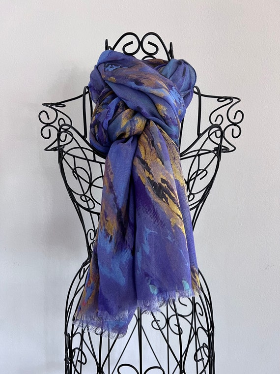 Purple and Gold Modal Silk Scarf in Gift Box Envelope