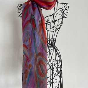 Multi Coloured Modal Silk Organic Blend Scarf, Colourful Lightweight Natural Fabric Shawl, Unique Gifts for Women image 8