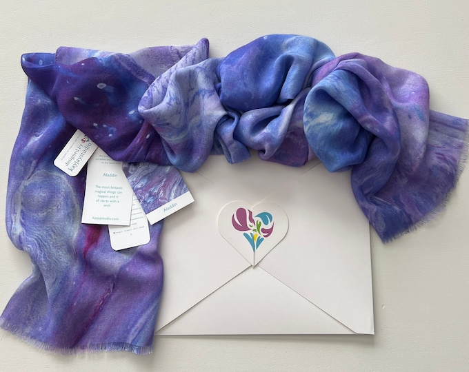 Long Purple Silk Modal Scarf, Fine Art Natural Fabric Scarf, Purple Silk Shawl, Organic Blend Purple Scarf, Long Purple Scarf