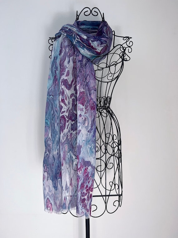 Long Lightweight All Season Modal Silk Scarf, Designer Natural Fabric Mauve and Purple Scarf, Unique Gift for Women, Mauve Silk Modal Shawl