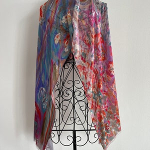 Multi Coloured Modal Silk Organic Blend Scarf, Colourful Lightweight Natural Fabric Shawl, Unique Gifts for Women image 7