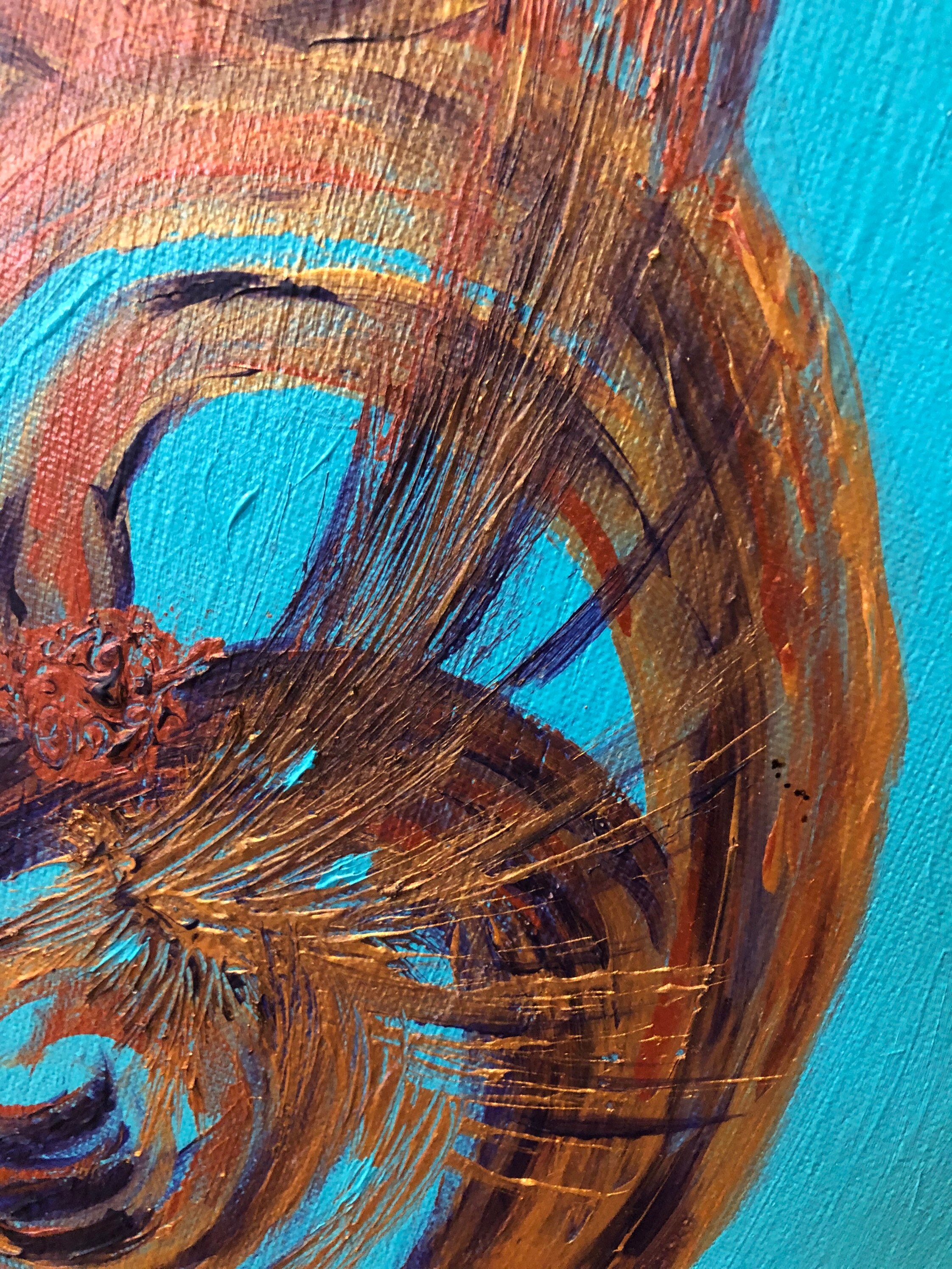 Teal and gold abstract painting original teal artwork Etsy