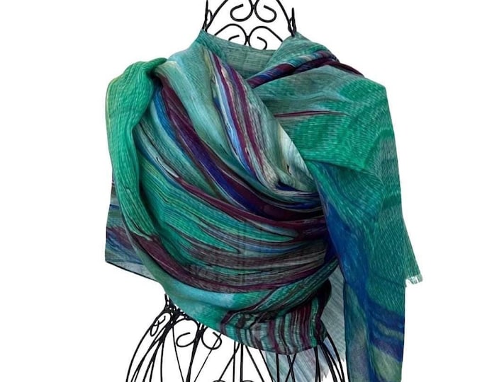 Emerald Green Scarf and Wrap, Modal Silk Organic Blend Scarf, Emerald Green Art Scarf, Natural Fabric Shawl, Unique Gifts for Women,