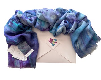 Tropischer mehrfarbiger Modal-Seiden-Schal aus Bio-Mischung, farbenfroher, leichter Schal aus natürlichem Stoff, Herbst- und Wintergeschenke für Frauen