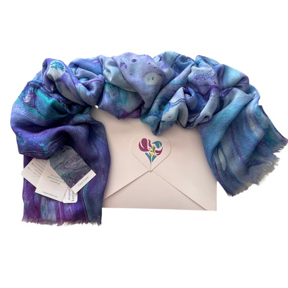 Tropical Multi Coloured Modal Silk Organic Blend Scarf, Colourful Lightweight Natural Fabric Shawl, Fall and Winter Gifts for Women