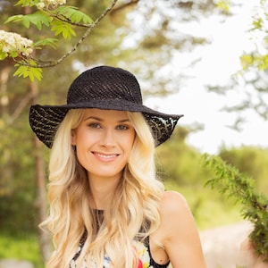 NEW // KNITTING PATTERN: Cottonwool Summer Hat / Knitted Sun Hat Pattern / Women&#39;s Black Summer Hat Pattern