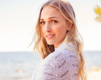 KNITTING PATTERN: White Knitted Lace Shawl / Knitted Lace Shawl Pattern / Knitted Scarf Pattern / Lace Wrap Pattern