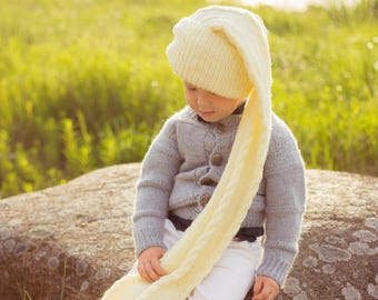 KNITTING PATTERN: Knitted Hat-Scarf / Hat & Scarf 2in1 / Hat Pattern / Knitting Pattern / White Hat / Scarf Pattern