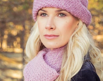 KNITTING PATTERN: Purple Knitted Wool Scarf / Knitted Winter Scarf / Easy Winter Scarf Pattern / Purple Scarf / Wool Scarf