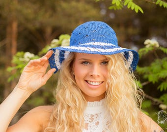 NEW // KNITTING PATTERN: Cottonwool Summer Hat / Knitted Sun Hat Pattern / Women's Black Summer Hat Pattern
