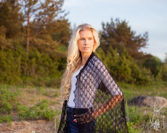 NEW // KNITTING PATTERN: Black Knitted Lace Shawl / Knitted Lace Scarf / Black Lace Wrap / Traditional Knitted Shawl