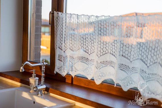 New Knitting Pattern White Lace Curtain Knitted Curtain Etsy