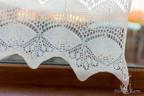 New Knitting Pattern White Lace Curtain Knitted Curtain Etsy