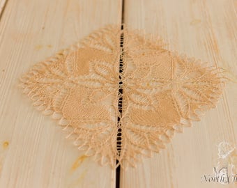 KNITTING PATTERN: Beige Knitted Lace Table Topper / Lace Table Runner / White Table Cloth / Home Decor / Kitchen / Dining Room