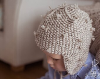 NEW // KNITTING PATTERN: Kids hedgehog hat / Knitted Winter hat pattern /Simple wool hat pattern / Boys Winter hat with ears pattern