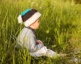 NEW // KNITTING PATTERN: Knitted Wool Hat / Black, White & Blue Hat / Kids Hat Pattern / Knitted Winter Hat Pattern