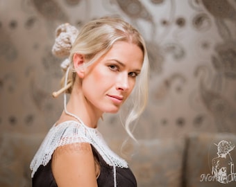 KNITTING PATTERN: White Knitted Lace Collar / Knitted Lace Collar Pattern / White Lace Pattern / Handmade Lace Scarf