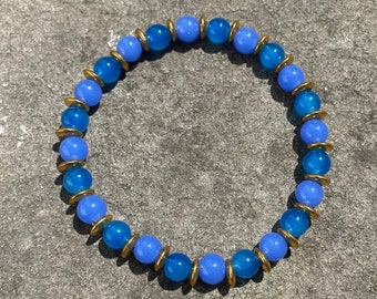 Santorini - Bracelet en perles de verre bleu