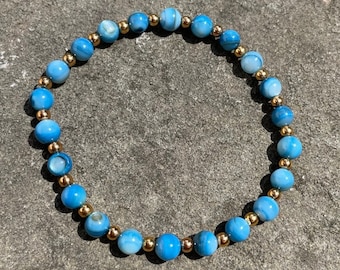 Mykonos moderne - Bracelet en perles de coquillage bleu