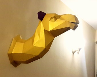 Low Poly DIY Camel Head Trophy Paper Model, Create Your Own 3D Papercraft Camel Trophy, 1:1 PaperCraft