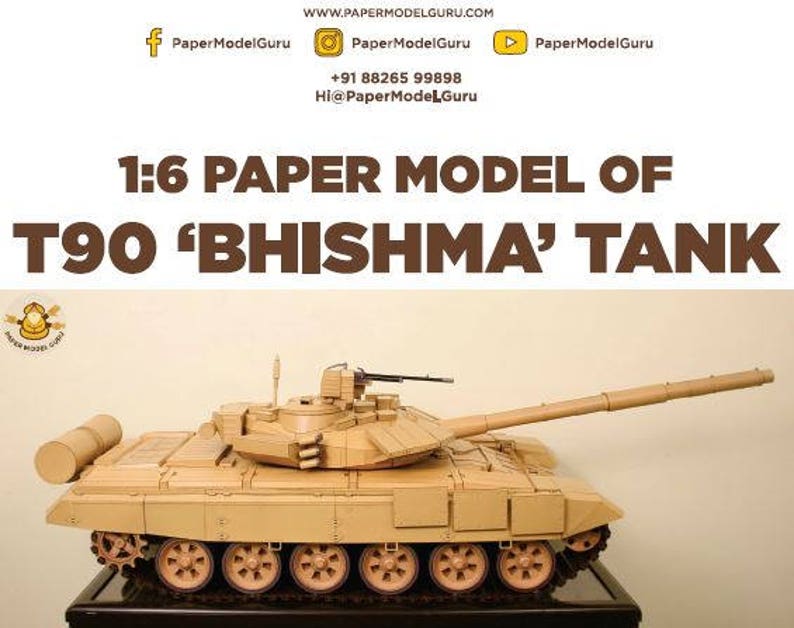 Low Poly DIY T90 Tank Paper Model Create Your Own 3D image 2
