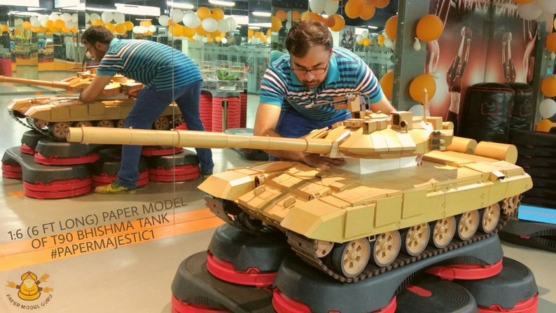 Low Poly DIY T90 Tank Paper Model Create Your Own 3D image 1