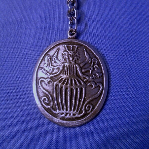 Handmade Pewter Keyring  *Hekate*  Full of wonderful detail.   Holds lots of Keys.